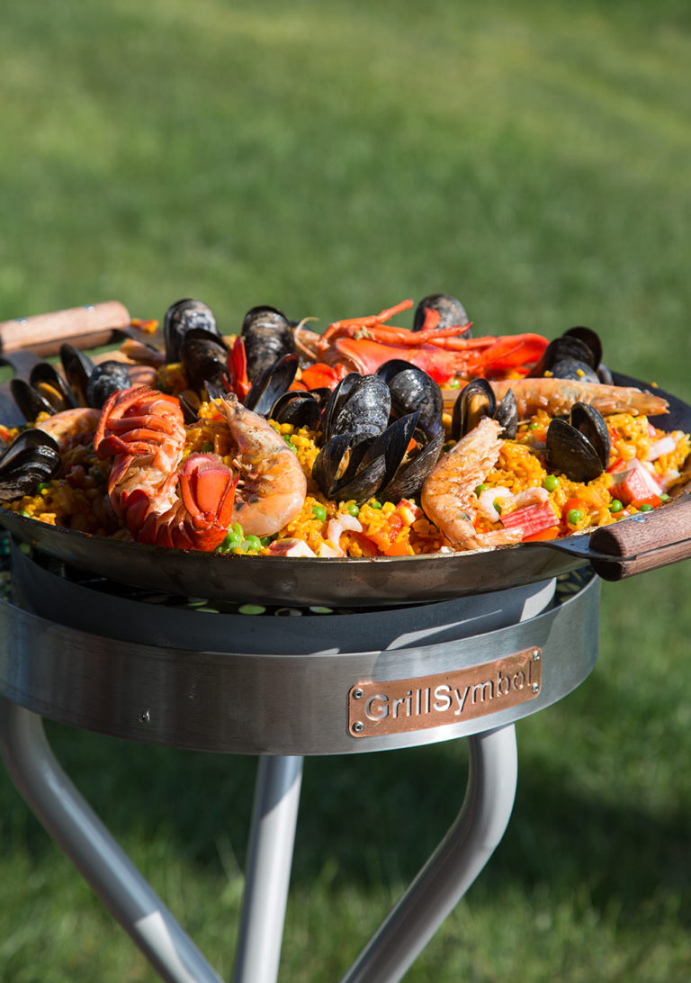 Lyxig paella på stekhäll
